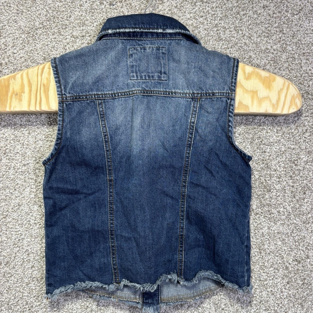 Mudd Vest Womens Medium Blue Denim Button Front Frayed Hem Pockets Collared - Picture 7 of 7